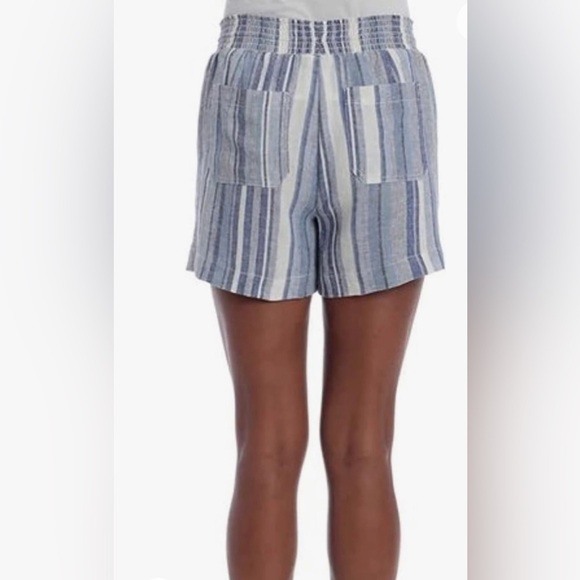 Briggs linen blend shorts elastic waistband blue and white striped size L - Picture 9 of 10